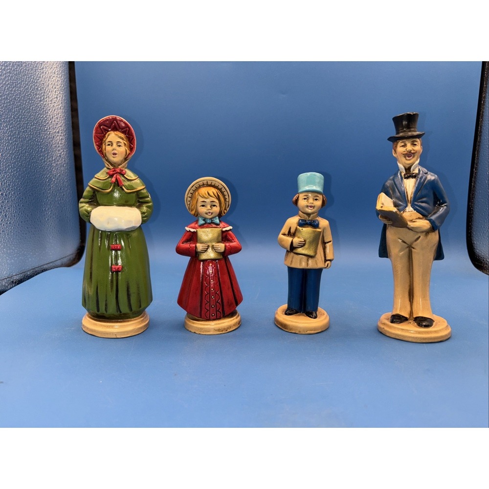 Vintage Christmas Carolers Figures  Dickens Paper Mache' Japan 4 Figures